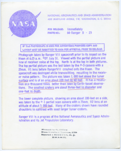 1964. Sonde Rangers VII : "3 secondes avant impact" - Image 3