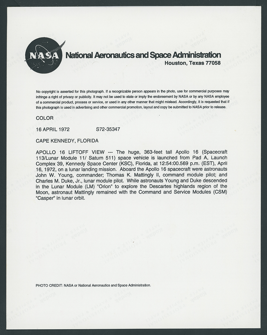 Décollage de la fusée SATURNE V le 16 avril 1972 (#3491) - Image 4