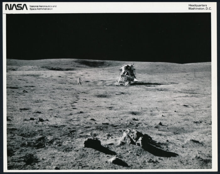 NASA – Apollo 14 EVA: Lunar Module and Astronaut – 1971