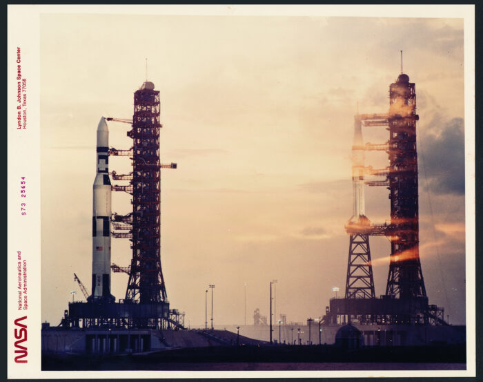 NASA – Saturn V and Saturn IB Rockets: Intentional Double Exposure (1973) — #2865