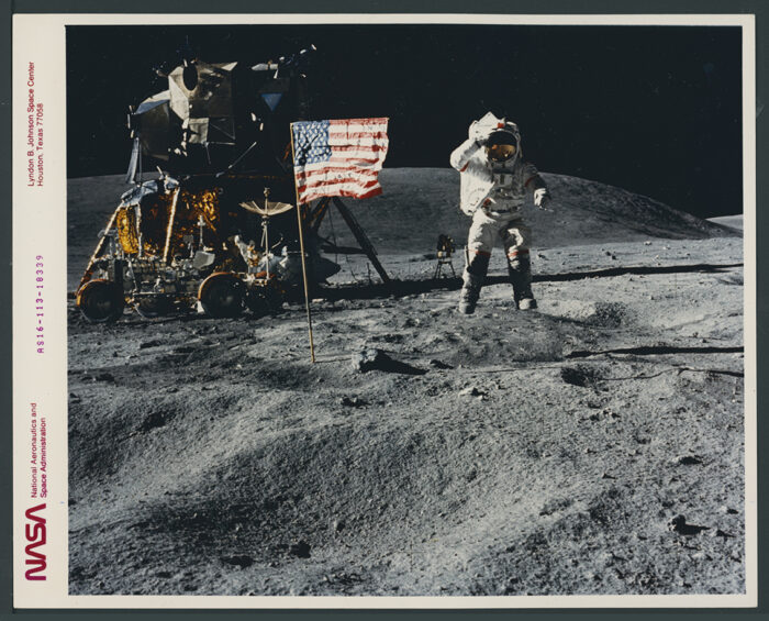 NASA – Apollo 16: John W. Young Saluting the American Flag – 1972